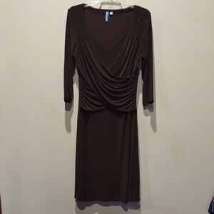 Elegant Brown Women's Dress, Slimming